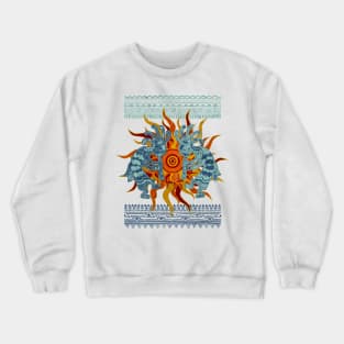 Native American Kokopelli Musicans - Sun Border 2 Crewneck Sweatshirt